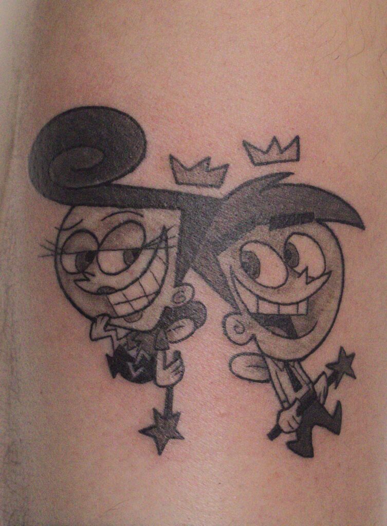 Tattoo Cartoon Cosmo Wanda Padrini Magici Black Grey Longare