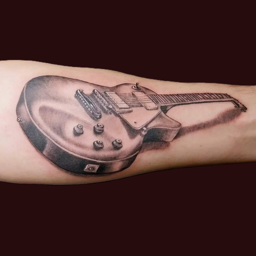 Tattoo Chitarra Elettrica Les Paul Realistica 3D Avambraccio Longare