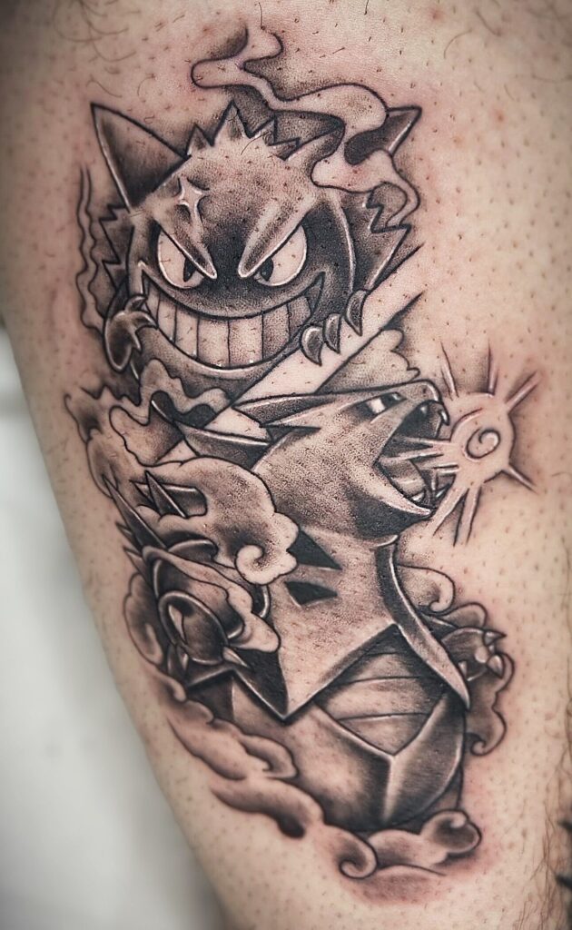 Tattoo Pokemon Gengar e Steelix Black&Grey